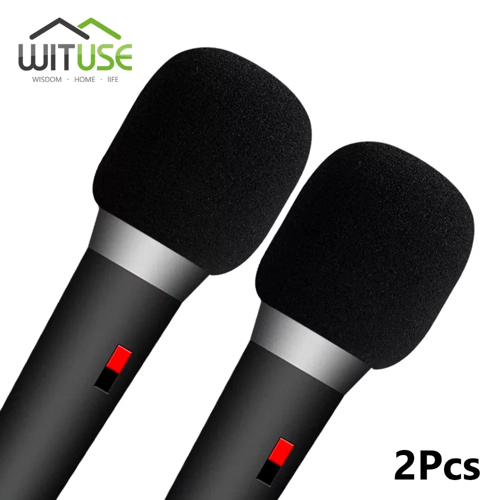 

2021 New 2pcs Black Handheld Stage Microphone Windscreen Sponge Cover Karaoke Protective Microphone Replacement Foam Cover
