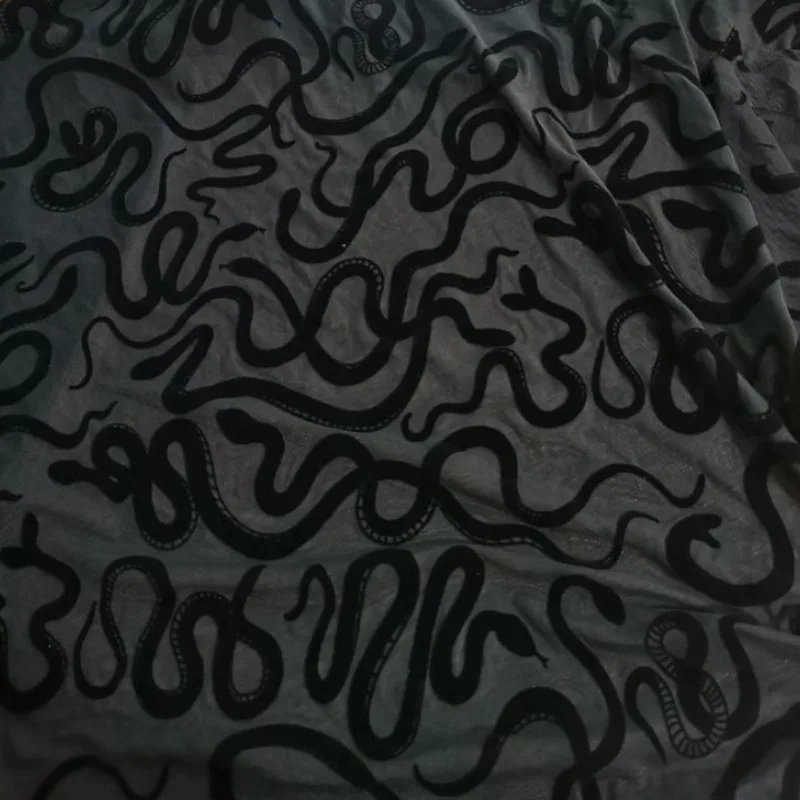 1 ярд тянущаяся черная бархатная ткань с флокированием спандекс сетчатая