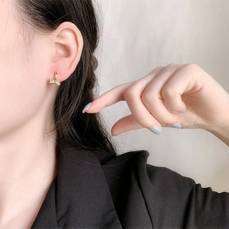 Женские серьги-Клипсы из нержавеющей стали с цирконом