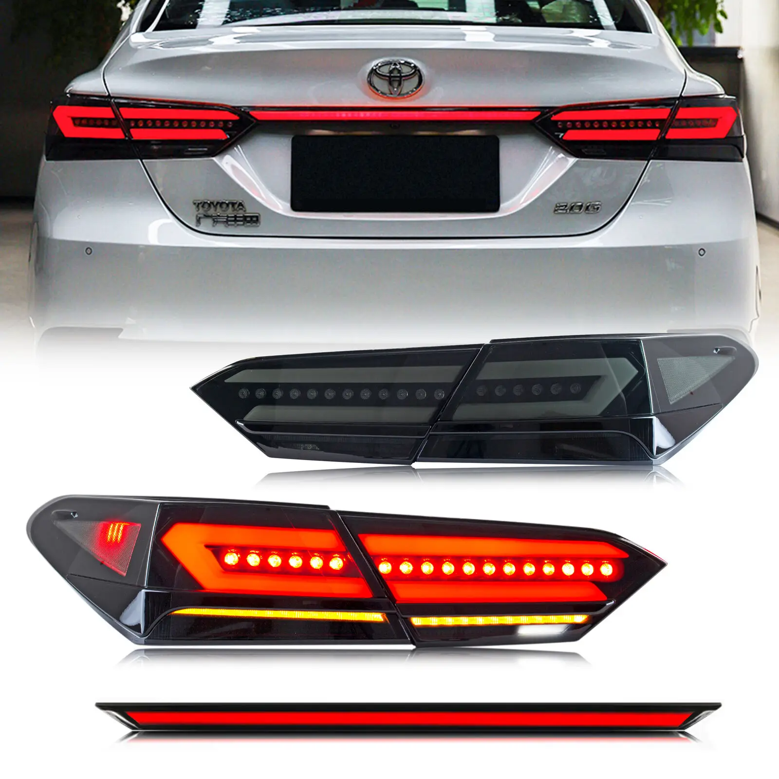 LED Tail Lights & Trunk Lamp for Toyota Camry 2018-2023 8Th GEN SE LE TRD Rear Lamps Start-up Animationi Sequential Indicator As