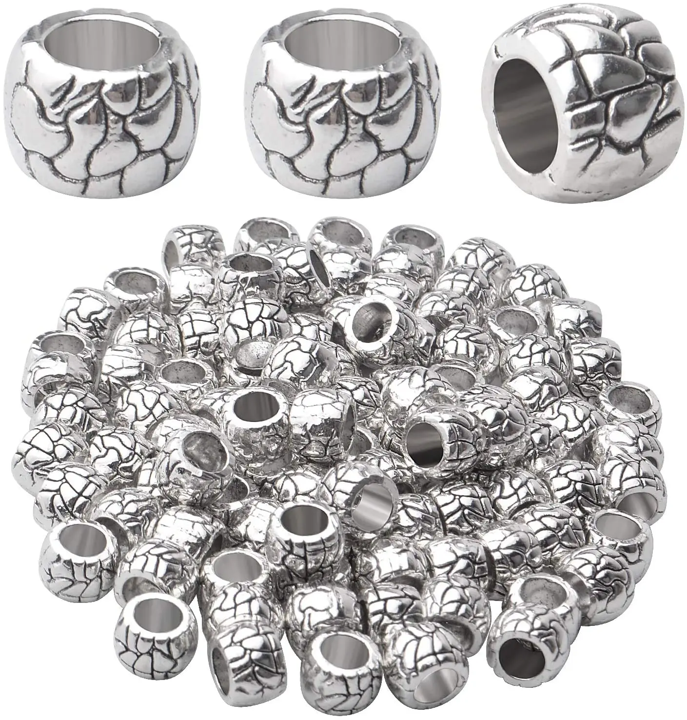 

100 шт. 8 мм, античные серебряные бусины-разделители с большим отверстием, тибетские круглые бусины-разделители из сплава для изготовления ожерелий, браслетов, ювелирных изделий своими руками