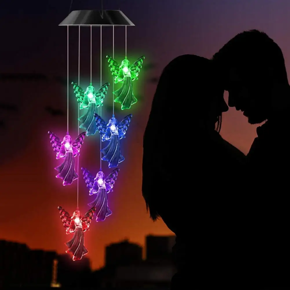 

Solar Light Wind Chimes Multicolour Gradient Waterproof Wind Chime Create Atmosphere Hanging Pendant Outdoor Decoration