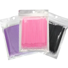 100/200pcs Micro Brushes Cotton Swab Eyelash Extension Disposable Eye Lash Glue Cleaning Brushes Applicator Sticks Makeup Tools