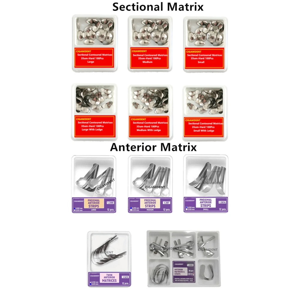 

Dental Twin Anterior Matrices Dental Orthodontic Sectional Contoured Metal Matrice Stainless Steel Matrix Bands Dentist Material