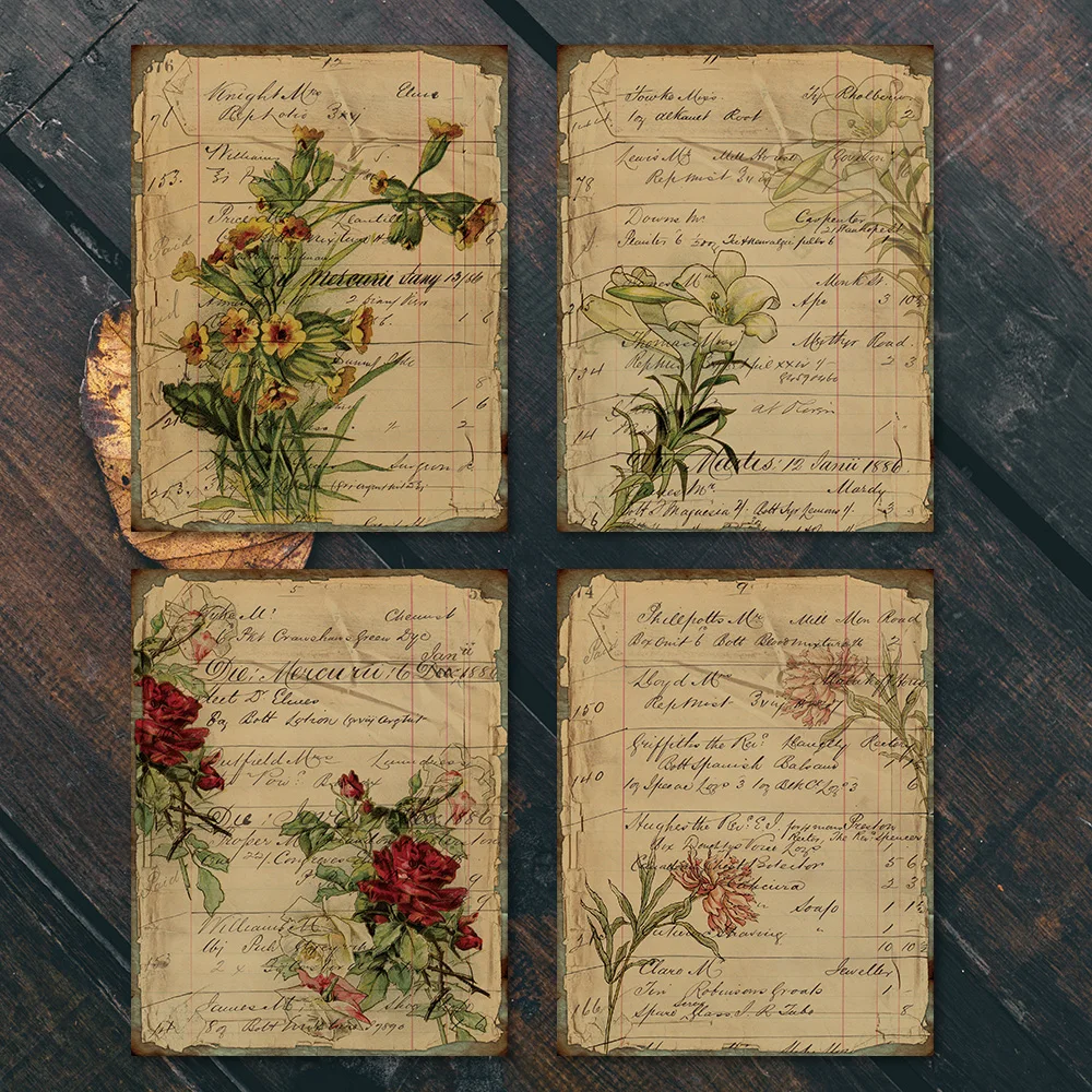 24 листа винтажная бумага для рукоделия с цветами птицами дневник нежелательной
