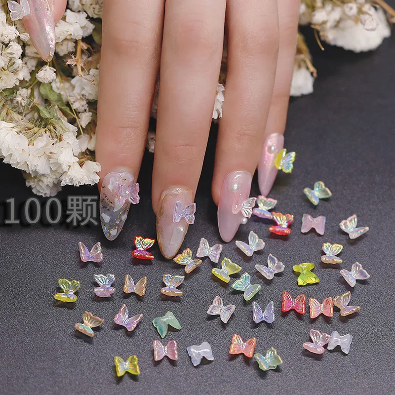 Aurora Resin Stereo Butterfly Nail Art Jewelry Net Celebrity 3D Symphony Small Japanese Versatile Nail Decorative Stickers