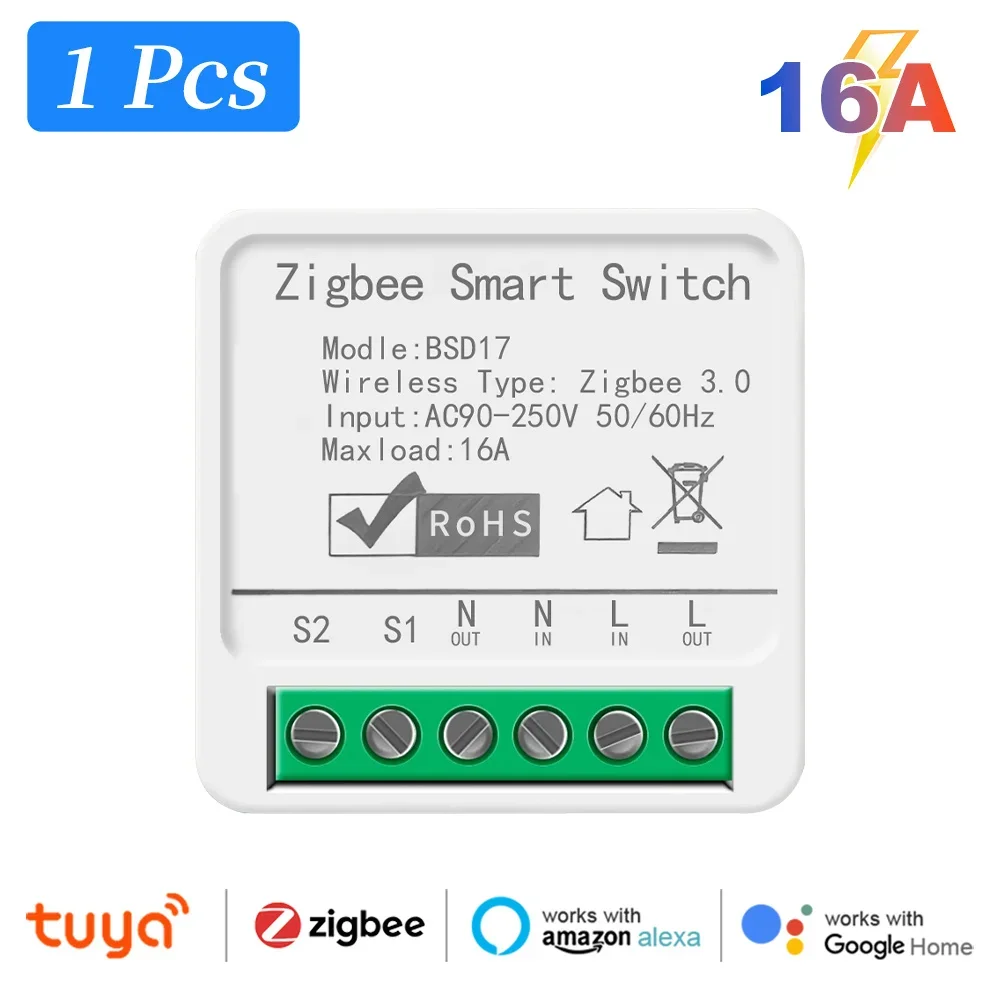 

Manhot Умный выключатель света ZigBee 16A белый