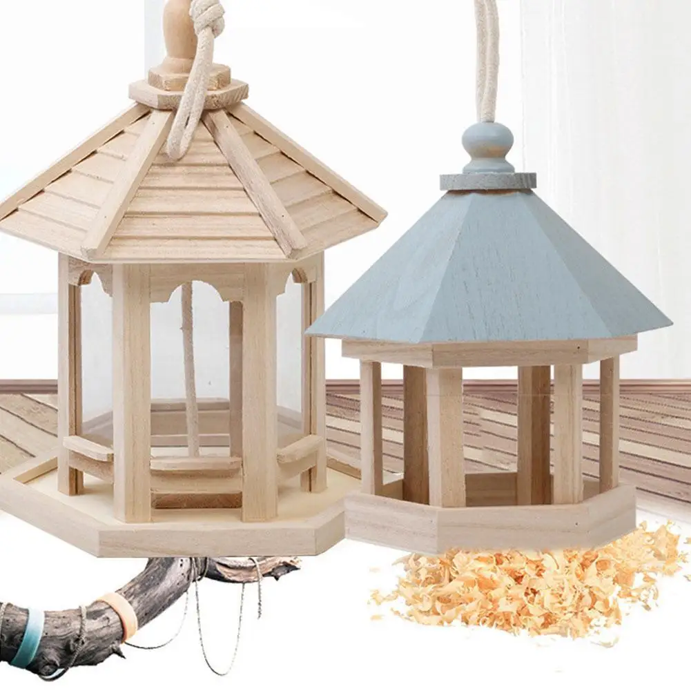 &quotДозатор корма для диких птиц большой емкости 1000 мл деревянная кормушка домик с