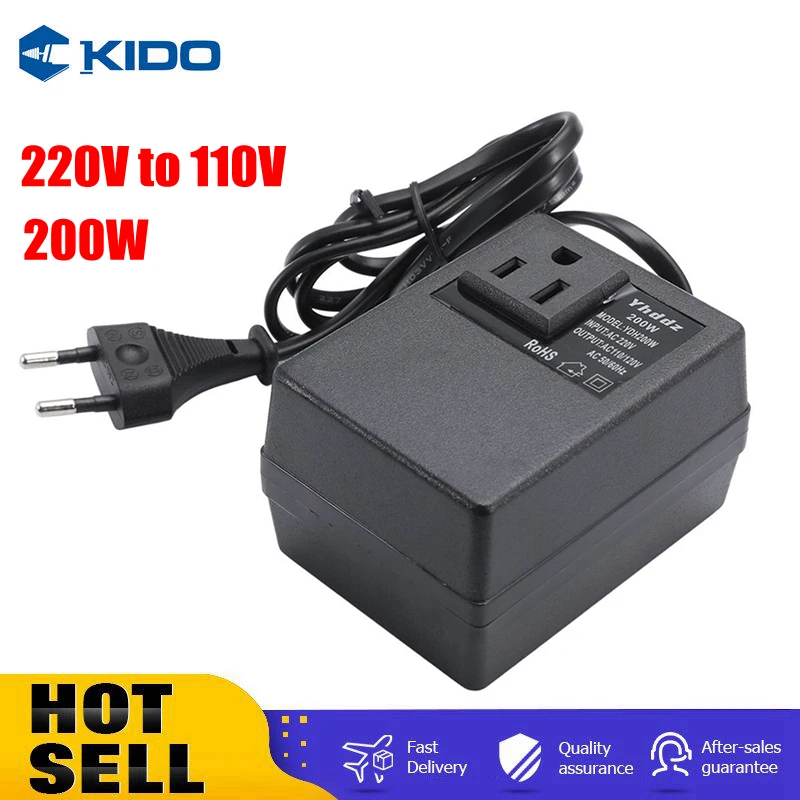 

200W Voltage Converter AC 220V To 110V Transformer Step Down Transformer Travel Adapter Converter EU Plug Inverter