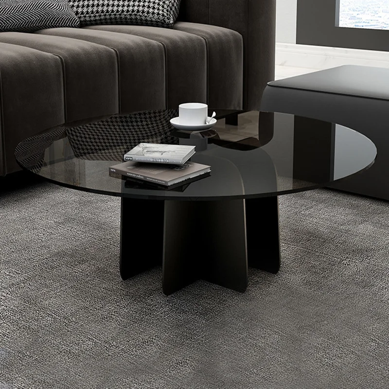 

Side Round Tea Coffee Table Living Room Sofa Tempered Glass Antique Coffee Tables Transparent Light Luxury Mesa Home Decoration