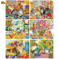 ruopoty modern paint by numbers for adults coloring by numbers colorful room scene and cats wall art gift picture drawing