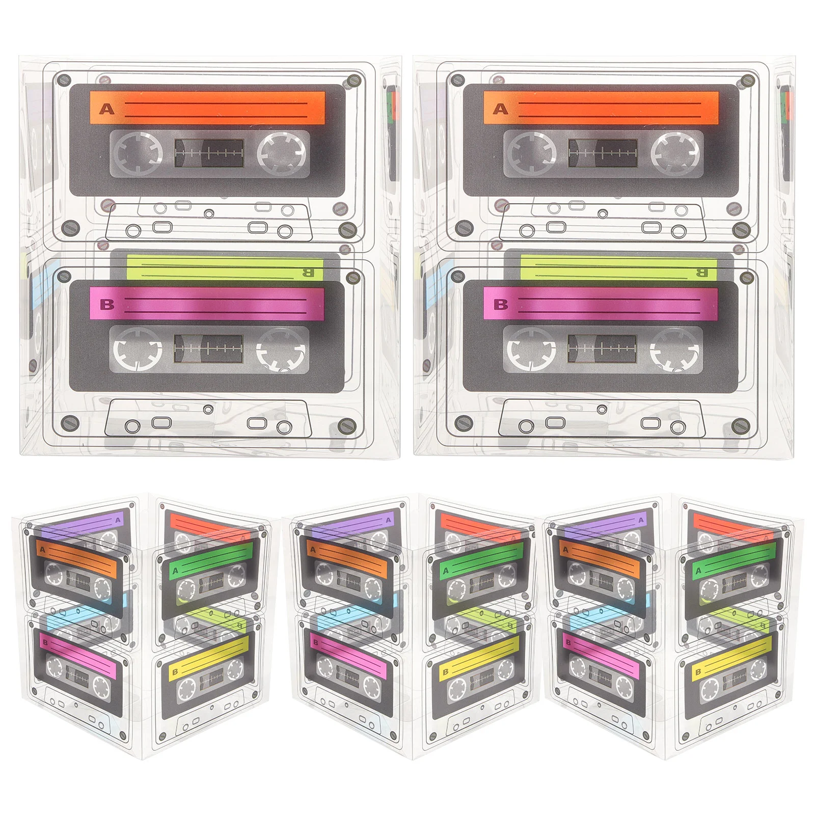 

5 Pcs The Gift Cassette Tape Bucket 80s Party Decor Present Bags Ribbon Vintage Packing Cases Plastic Table Candy