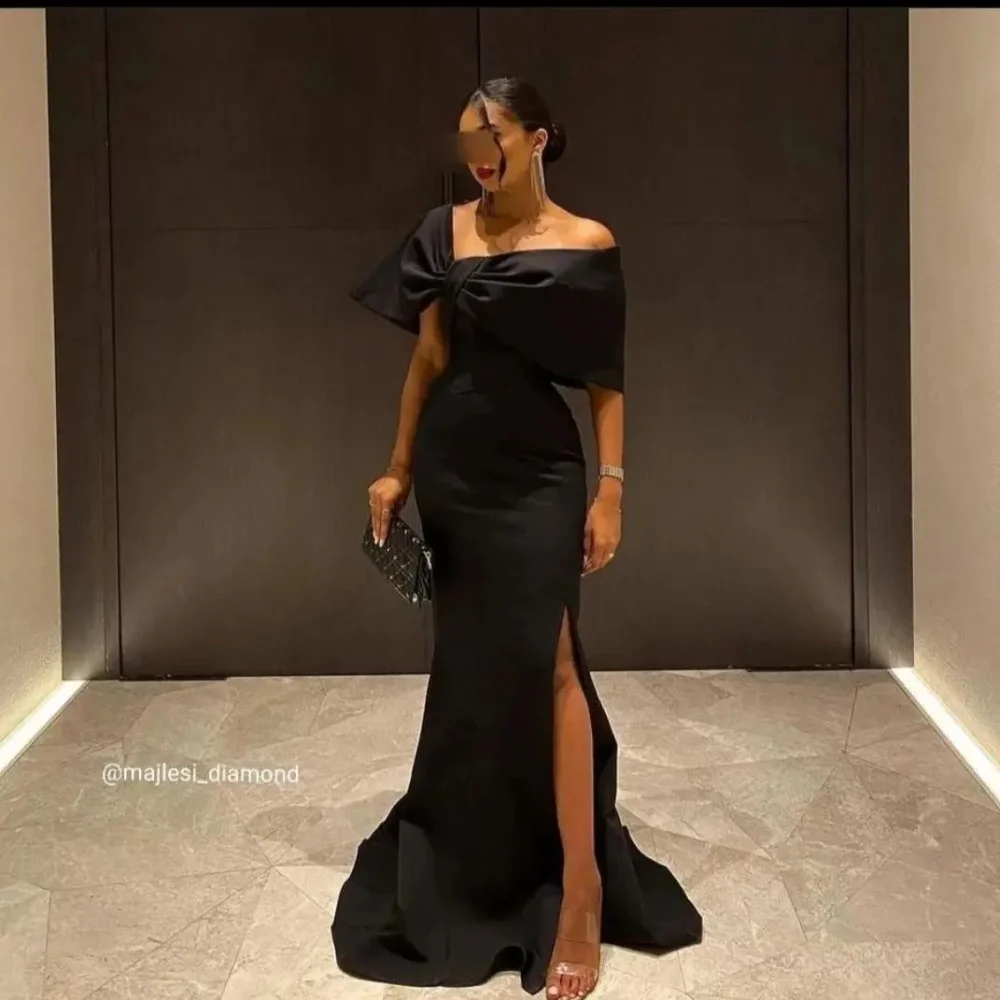 

Длинное вечернее платье-футляр на одно плечо, вечернее платье на заказ, официальное вечернее платье, плиссированные платья с высоким разрез...