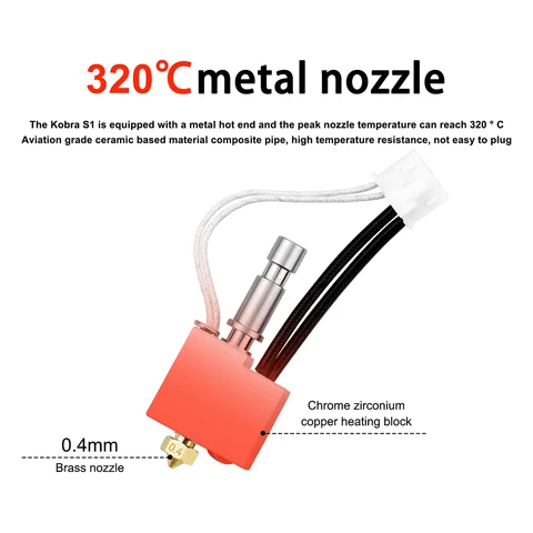 Комплект нагревательных блоков Hotend для Anycubic Kobra S1 S1C Hot End S1, комбинированное латунное сопло 0,2/0,4/0,6/0,8 мм, печатающая головка, часть 3D-принтера