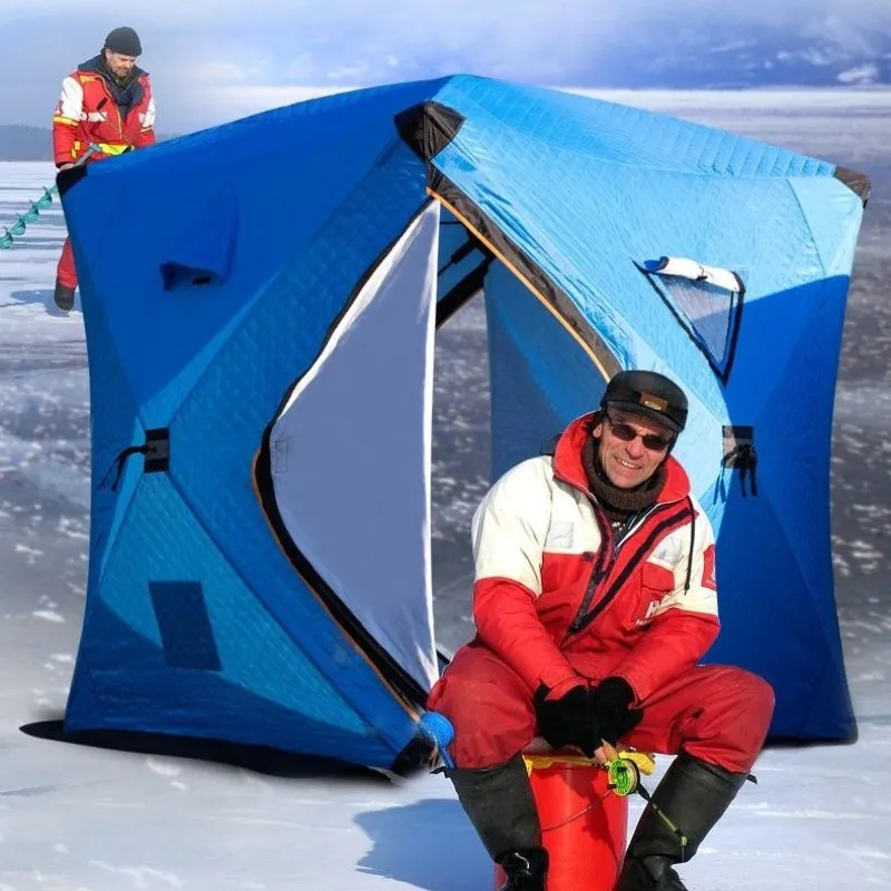 

Winter Outdoor Fishing Cotton Ice Cube Winter Fishing Tent Quick Automatic Opening Pop-Up Waterproof Windproof Snow Camping Tent
