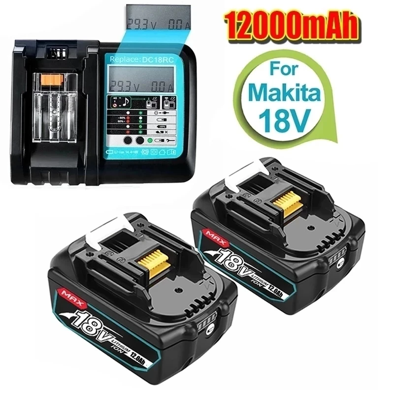 

Аккумуляторные литий-ионные батареи с зарядным устройством BL1860 18 в 12000 мАч для Makita 18 в аккумулятор 12 Ач BL1840 BL1850 BL1830 BL1860B LXT400