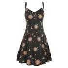 Женское Платье на бретелях-спагетти, Летнее Платье без рукавов в стиле панк, готика, с принтом Луны и солнца, Платье для вечеринки