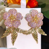 kellybola original clear cz earrings female flower rhinestone bridal wedding pendant earrings fashion korean jewelry earrings