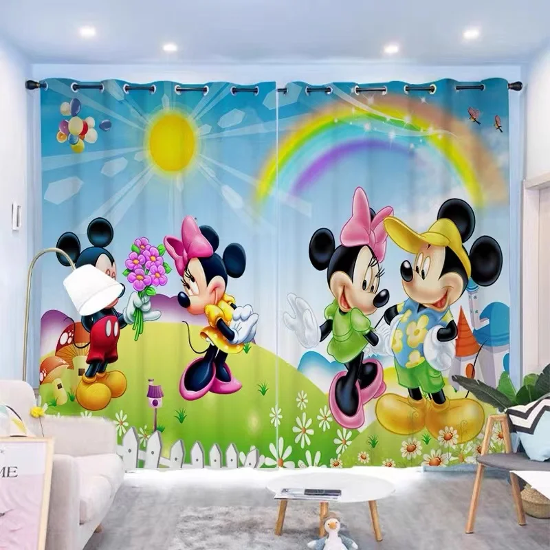 

3D 2 Panels Disney Minnie Mouse Window Curtains for Bedroom Shading Curtain Living Room Blackout Curtains Home Decoration