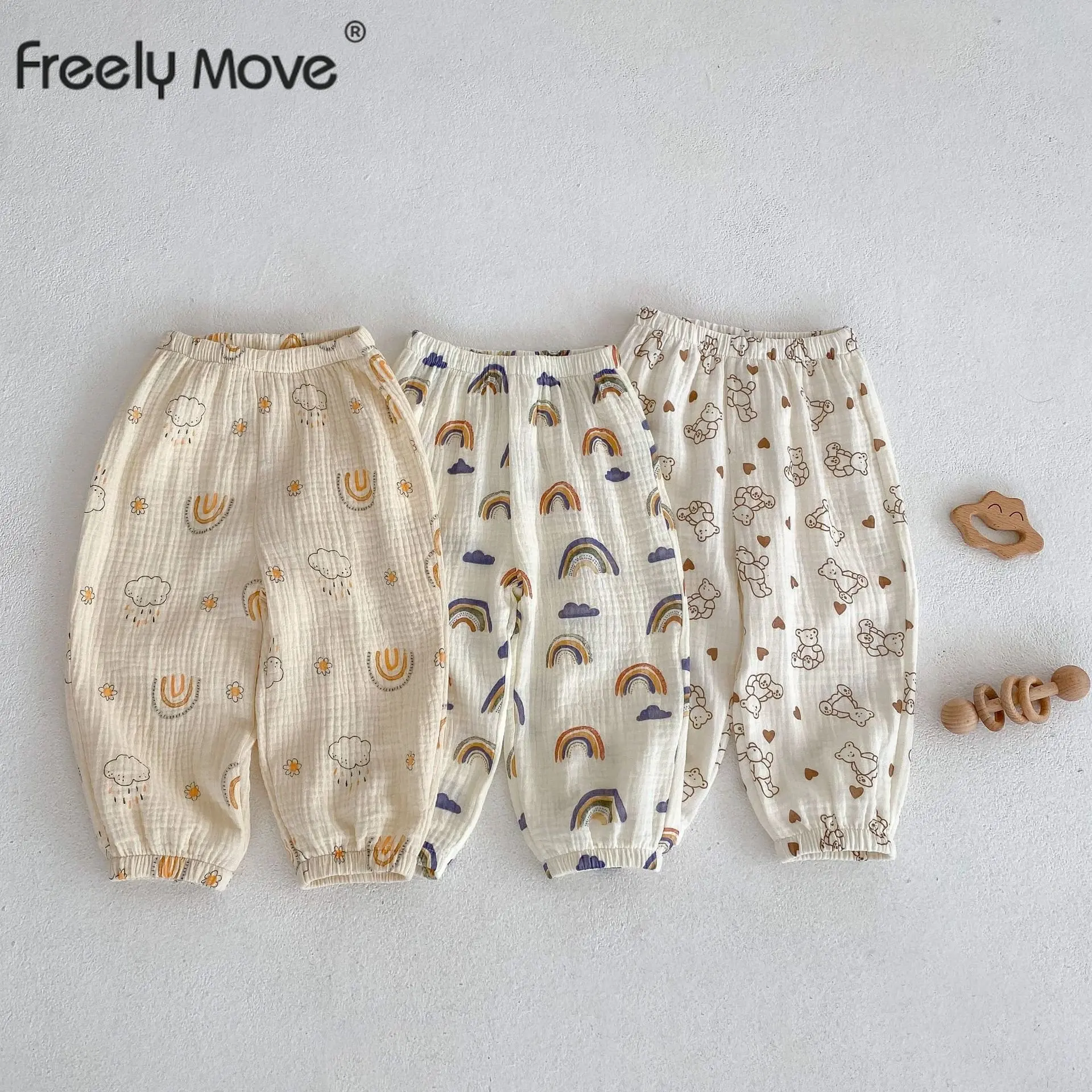 

Children Summer Pants Loose Korea Style Cartoon Breathable Trousers for Boys Harem Pants Girls Simple Kids Loose Pants