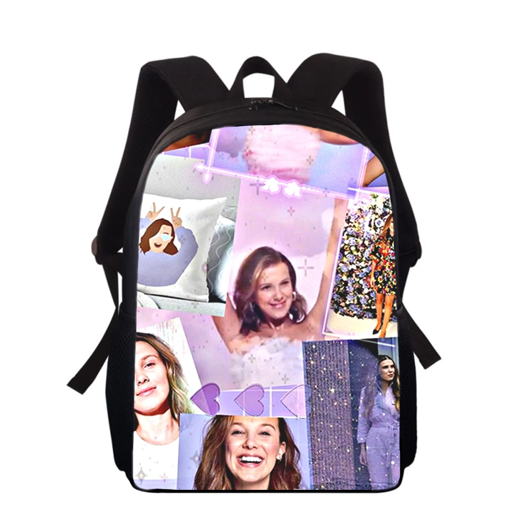 Millie Bobby Brown 15” 3D Print Kids Backpack Primary School Bags for Boys Girls Back Pack Students School Book Bags