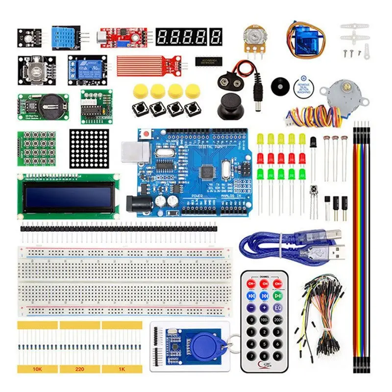 Фото Стартовый набор Y23A-RFID для Arduino UNO R3 с шаговым двигателем, обучающий комплект, обновленная версия, электронный набор для самостоятельной сборки в коробке №4