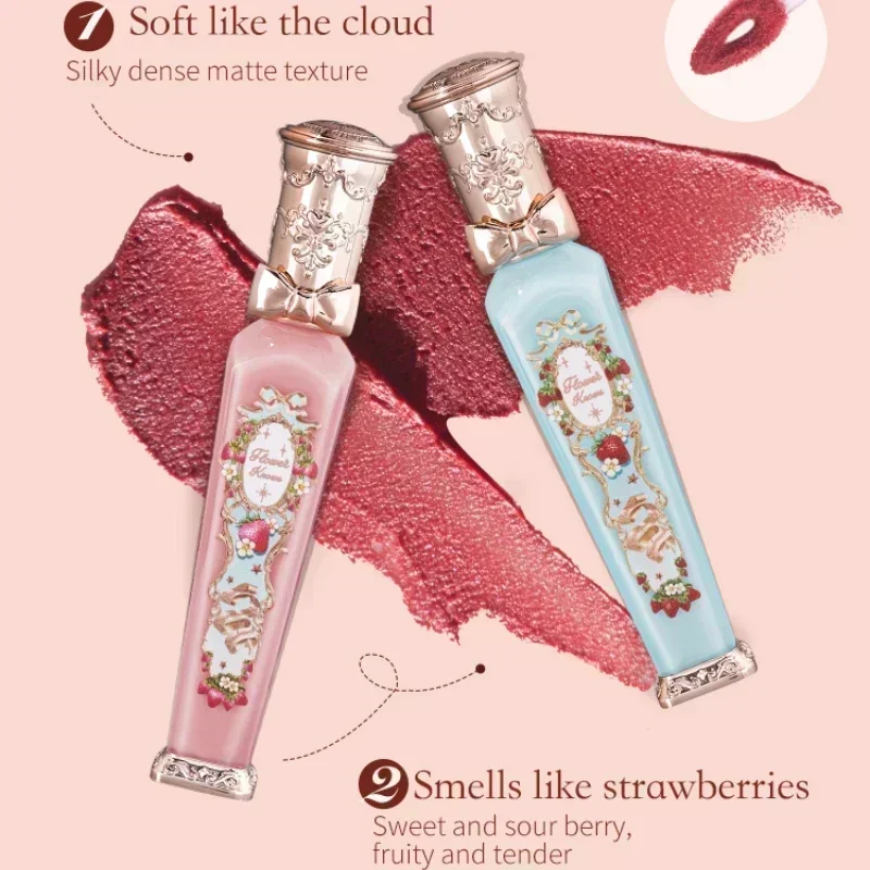 Фото Flower Knows Strawberry Rococo Series Cloud Lip Cream Блеск для губ Длительный бархатный оттенок для губ Губная помада для женщин Косметика №2