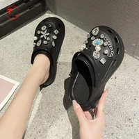 luxury designer shoes charms for croc vintage clogs decoration shiny rhinestone princess style shoe accessories all match