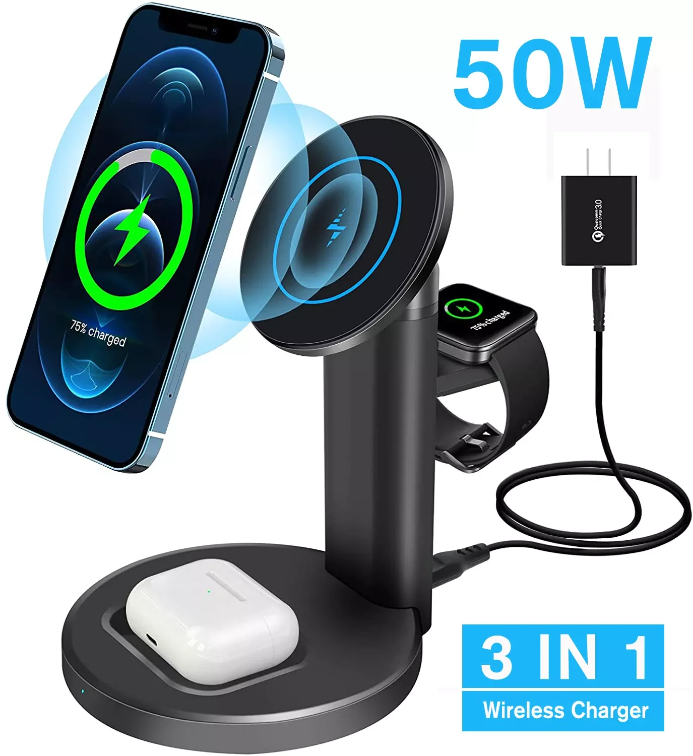 

in 1 Magnetic Wireless Charger,Fast Wireless Charging Station,for MagSafe Charger,iPhone 13/12,13/12 Pro,13/12 Pro Max,13/12 M