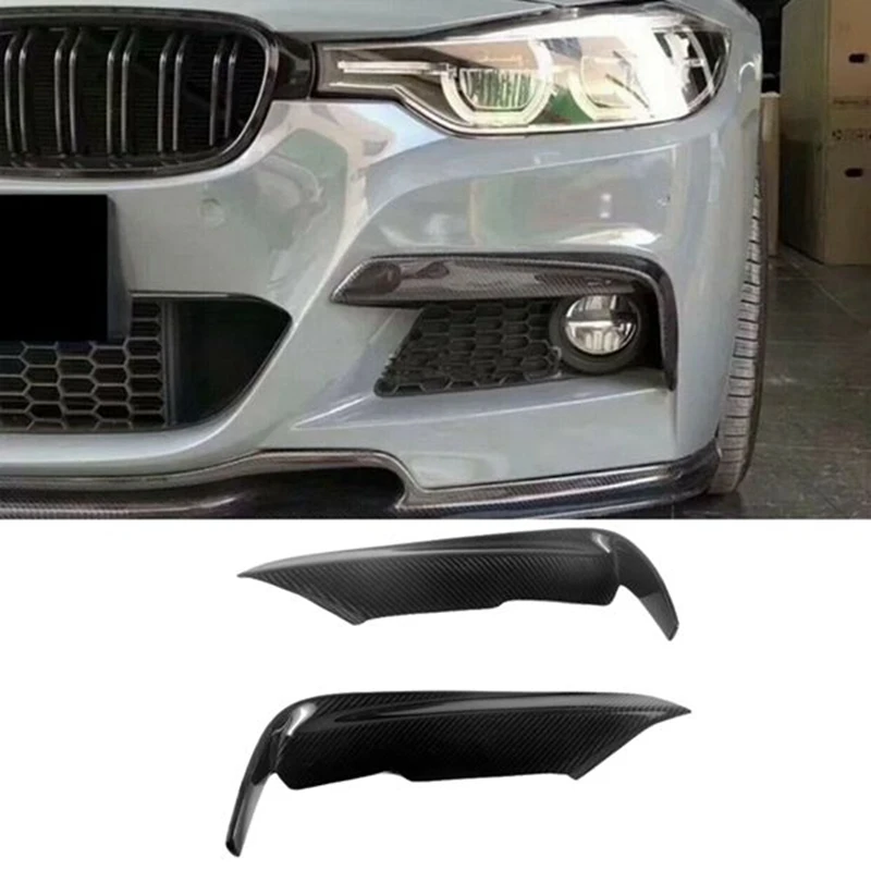 

Carbon Fiber Front Fog Lights Eyebrow Bumper Splitters Fins Trim for-BMW 3 Series 320 328 330 F30 F35 MAD 2012-2018