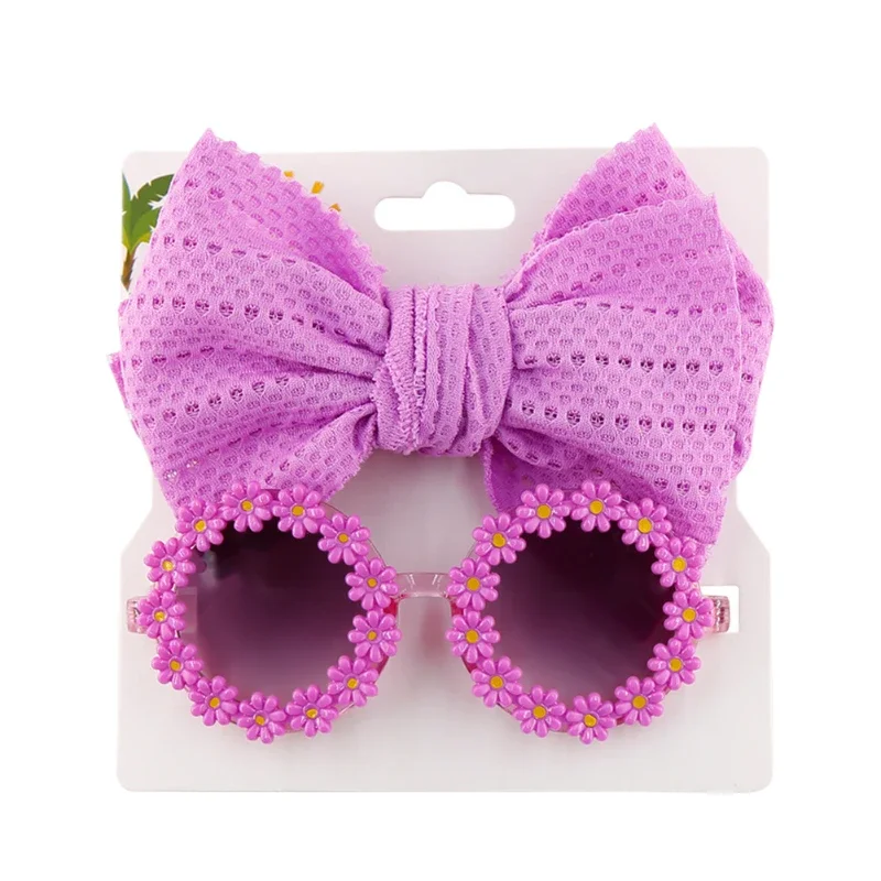 

Kids Sunglasses Headband Set Baby Sunglasses Elastic Nylon Headband Bohemia Beach Seaside Sunglasses Kids Puff Bow Headwear