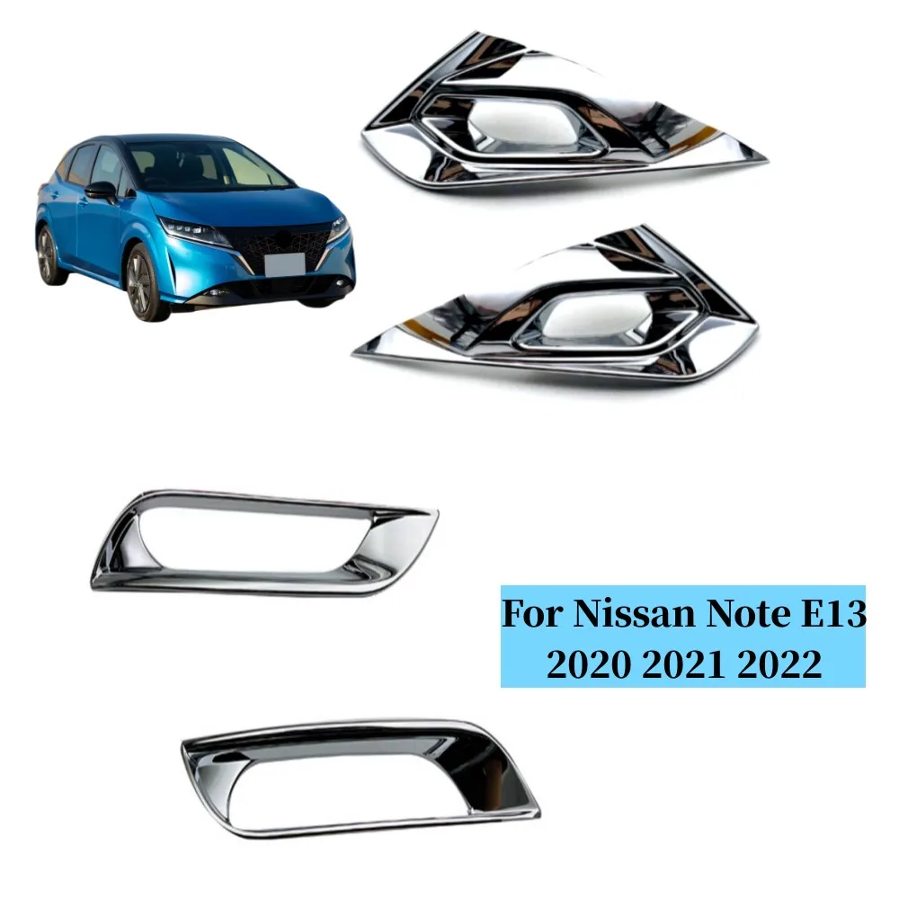 

For Nissan Note E13 2020 2021 2022 ABS Chrome Front Rear Fog Light Lamp Cover Trim Molding Bezel Garnish Car Accessories 2pcs