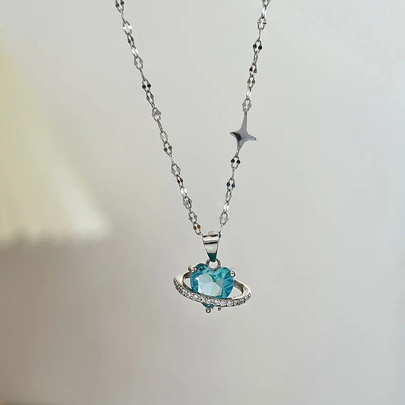 

NBSAMENG 100% 925 Sterling Silver Zircon Sweet Heart Necklace for Women Girl Birthday Gift Charm Jewelry Elegant Dropshipping