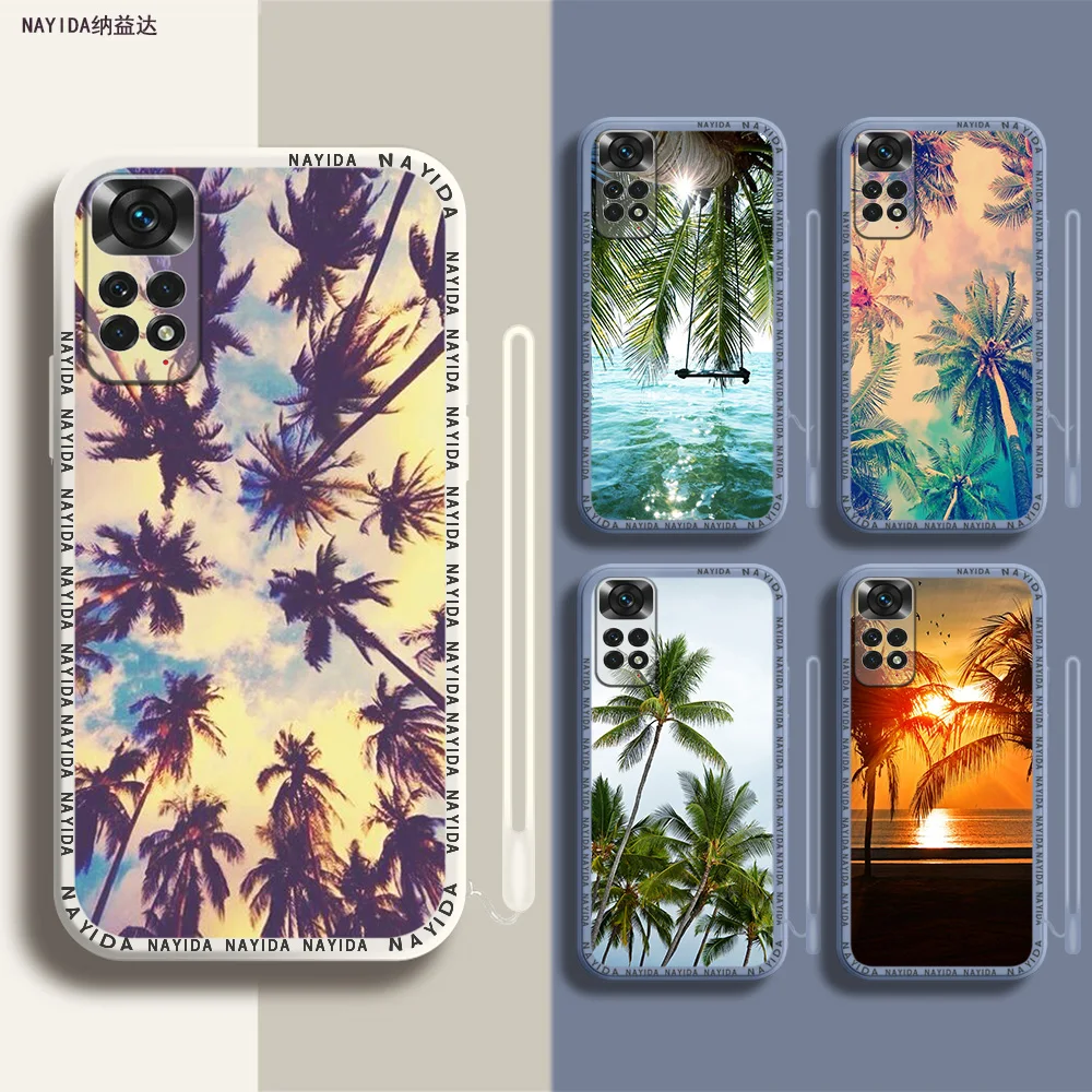 

Phone Case For Xiaomi Redmi Note 12 11 12S Pro Plus 12c 11a Bag 4G 5G Soft Silicone Cover Sum foxmer beach Palm Tree