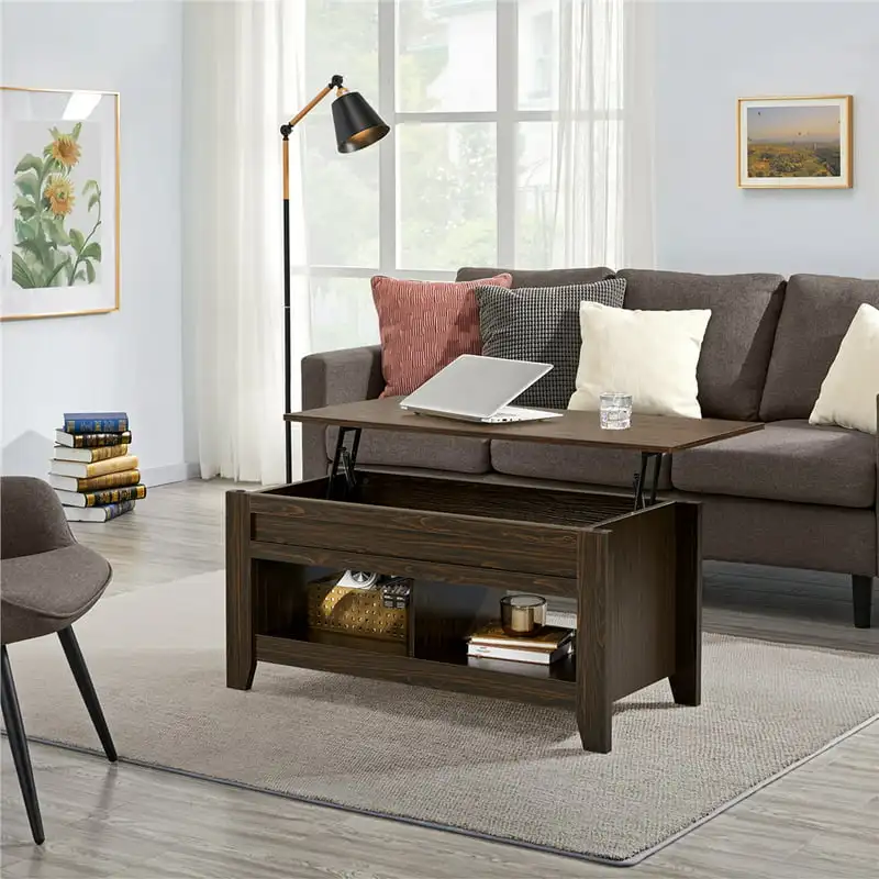 

Lift Top Coffee Table with 2 Storage Compartments, Espresso