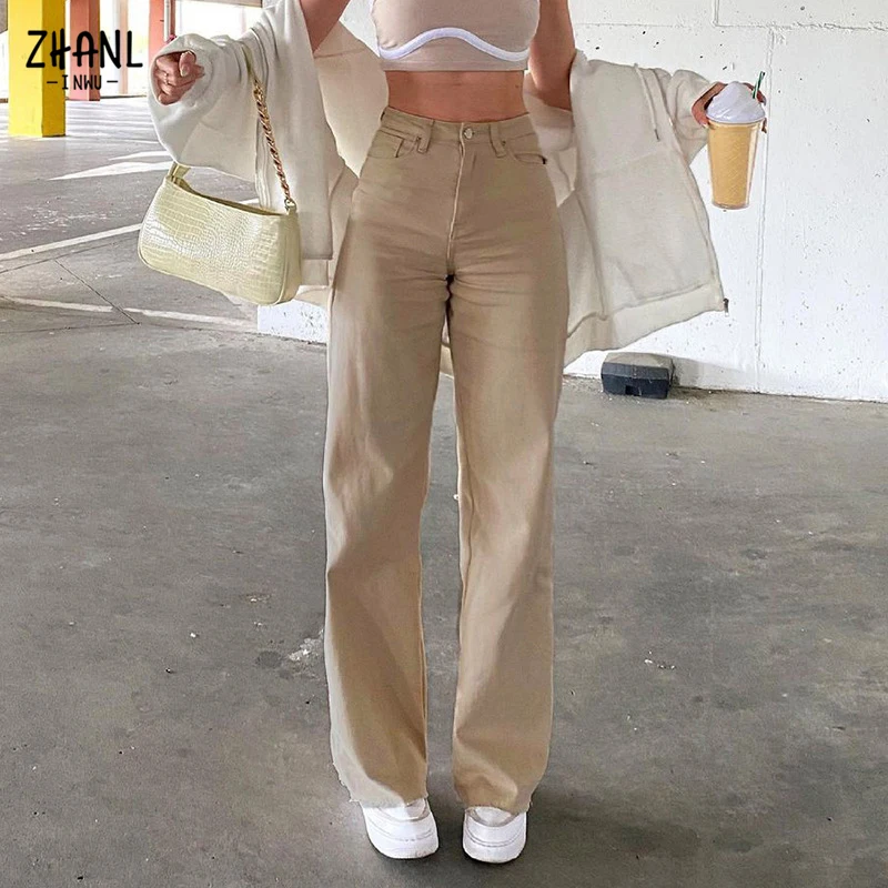 Brown Jeans Fashion New Y2K Women's High Waist Stretch Wide Leg Women's Trousers Casual Comfortable Denim Mom Pants Washed Jeans