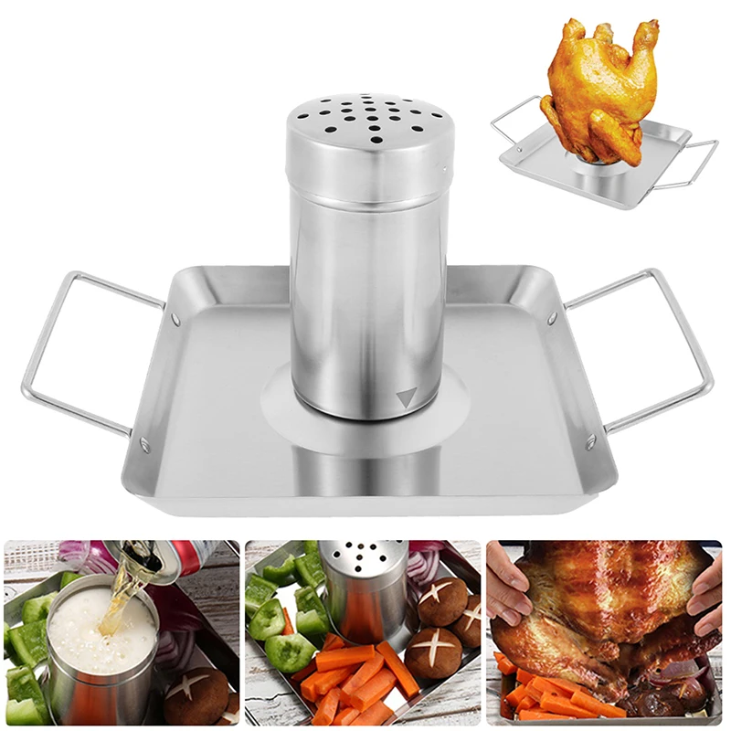 

BBQ Chicken Roaster Beer Wine Chicken Holder Grill Rack Stainless Steel Vegetable Barbecue Pan Outdoor BBQ Accessories