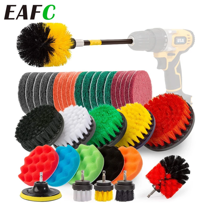 

37/11/5PCSDrill Brush Multipurpose Cleaning Washer Brush Scrub Pad and Sponge Abrasive Power Scrub Brush with Long Attachment