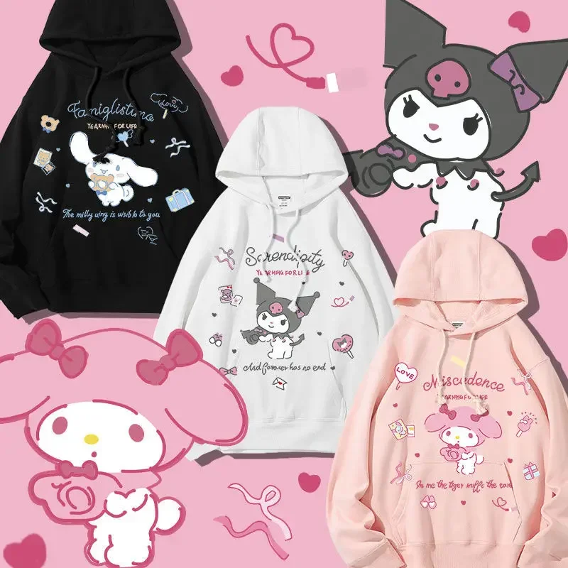 

Kawaii Sanrioed Anime Cartoon series My melody Pudding dog Fashion hooded coat cute girls autumn and winter exquisite clothing