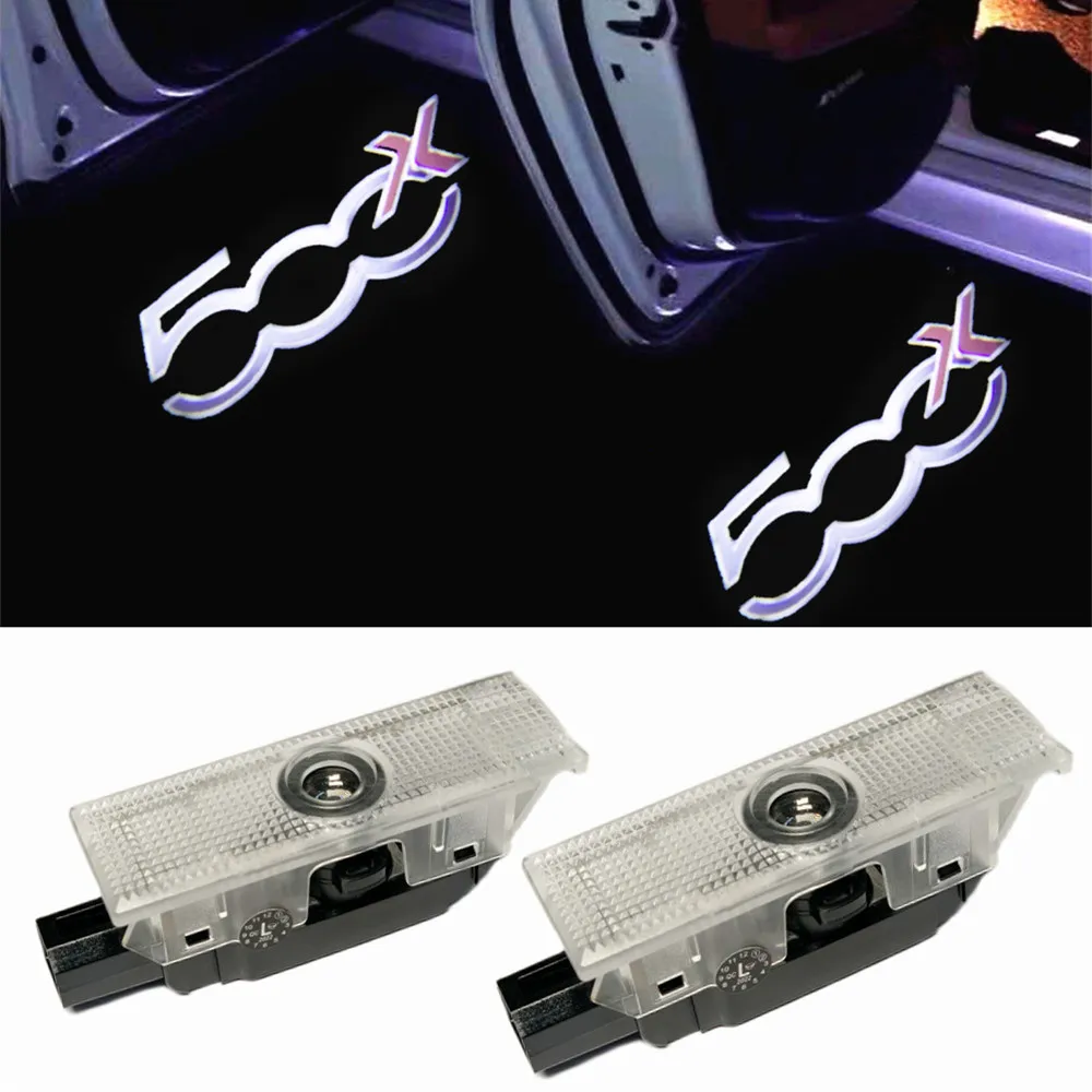 

2PCS Car Door Welcome Light Led Laser Projector Lights For FIAT 500 500X 500L Logo Ghost Shadow Lamp Car Auto Accessories