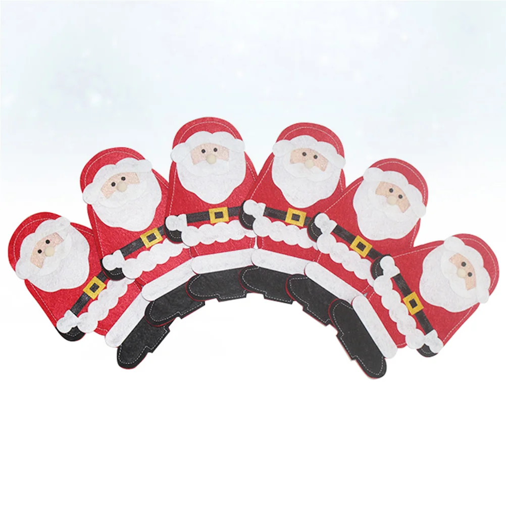 

6 Pcs Dinner Table Decor Dining Party Tableware Cover Christmas Decoration Silverware Santa
