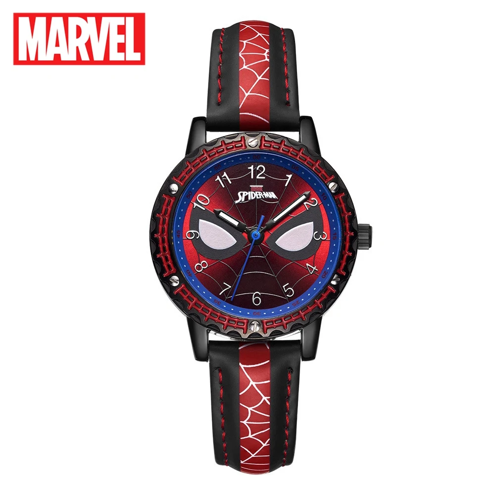 MARVEL Avengers Spider Men Super Hero Childhood Dream Children Quartz Watch PU Band Waterproof Hot Hour Kid Gift Teen Cool Clock