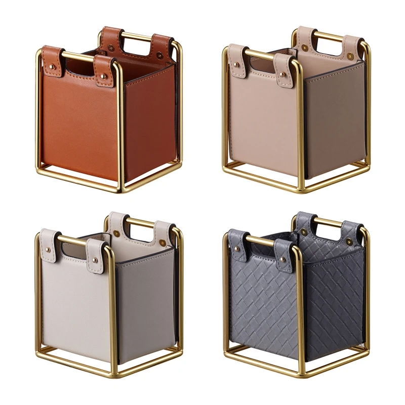 

Decorative PU Leather Organizing Storage Box Desktop Pen Holder Stationery Case