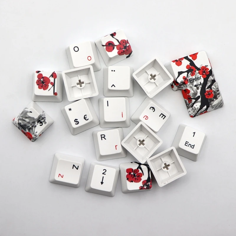 

111 клавиши OEM профиль PBT краситель SUB колпачки Сливовый цветок плавник/Fre/ DE для игр механическая клавиатура переключатель DIY для клавиши