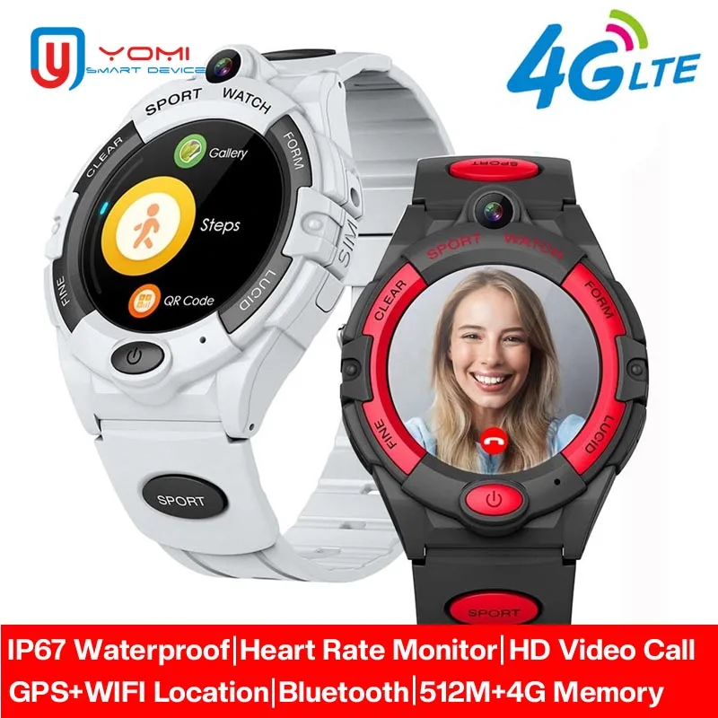 

4G Smart Watch Men IPX7 Waterproof Heart Rate 512M+4G Android Phone Watch HD Video Call Remote Camera Kids Sports Wristwatch