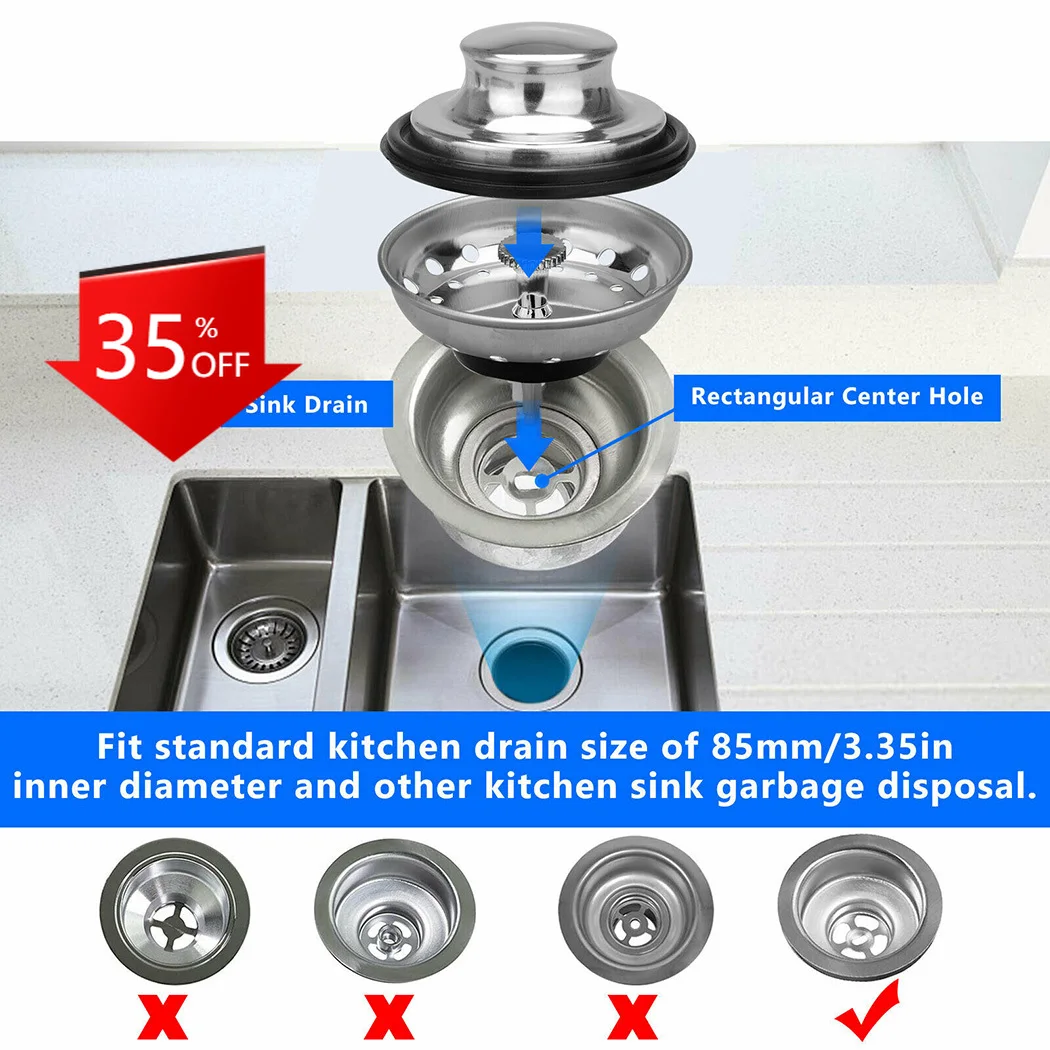 

3.35in Stainless Steel Cover Kitchen Sink Strainer Drain Cover Water Stopper Plug Sink Filter Drainer Kitchen Sink Accessory