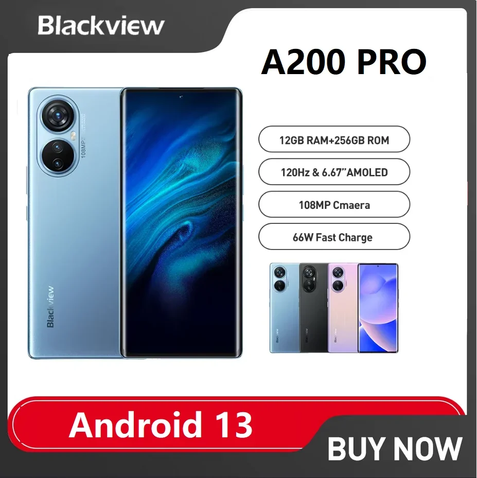 Смартфон Blackview A200 Pro G99 6 67 дюйма 120 Гц AMOLED изогнутый дисплей мобильный телефон 12 ГБ