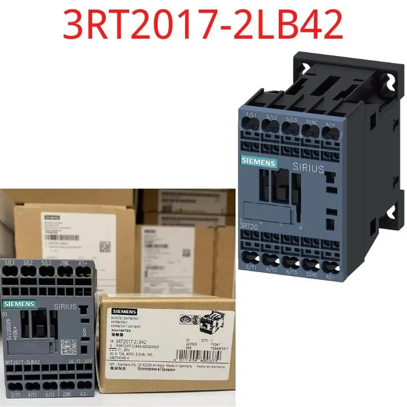 

3RT2017-2LB4 Brand New power contactor, AC-3 12 A, 5.5 kW / 400 V 1 NC, 24 V DC 0.7-1.25* US, with varistor integrated, 3-pole S