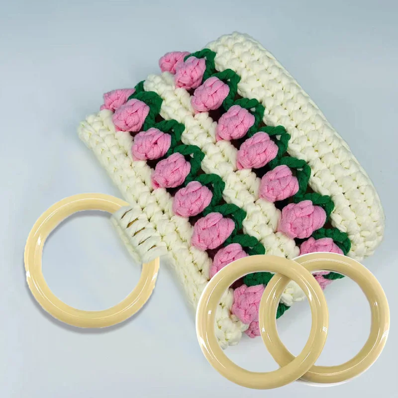 

1 PC Round Shaped Resin Handle Replacement DIY Woven Bag Handbag Handles Ring Portable Bag Strap Tote Bag Accessories