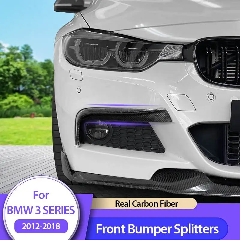 

2 шт. для BMW 3 серии 320/328/330/F30/F35 MAD 2012-2018, передние бамперы из натурального углеродного волокна, щитки для губ, спойлер, веки, отделка